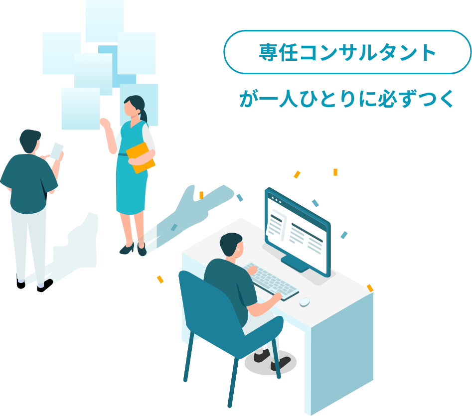 専任コンサルタントが一人ひとりに必ずつく